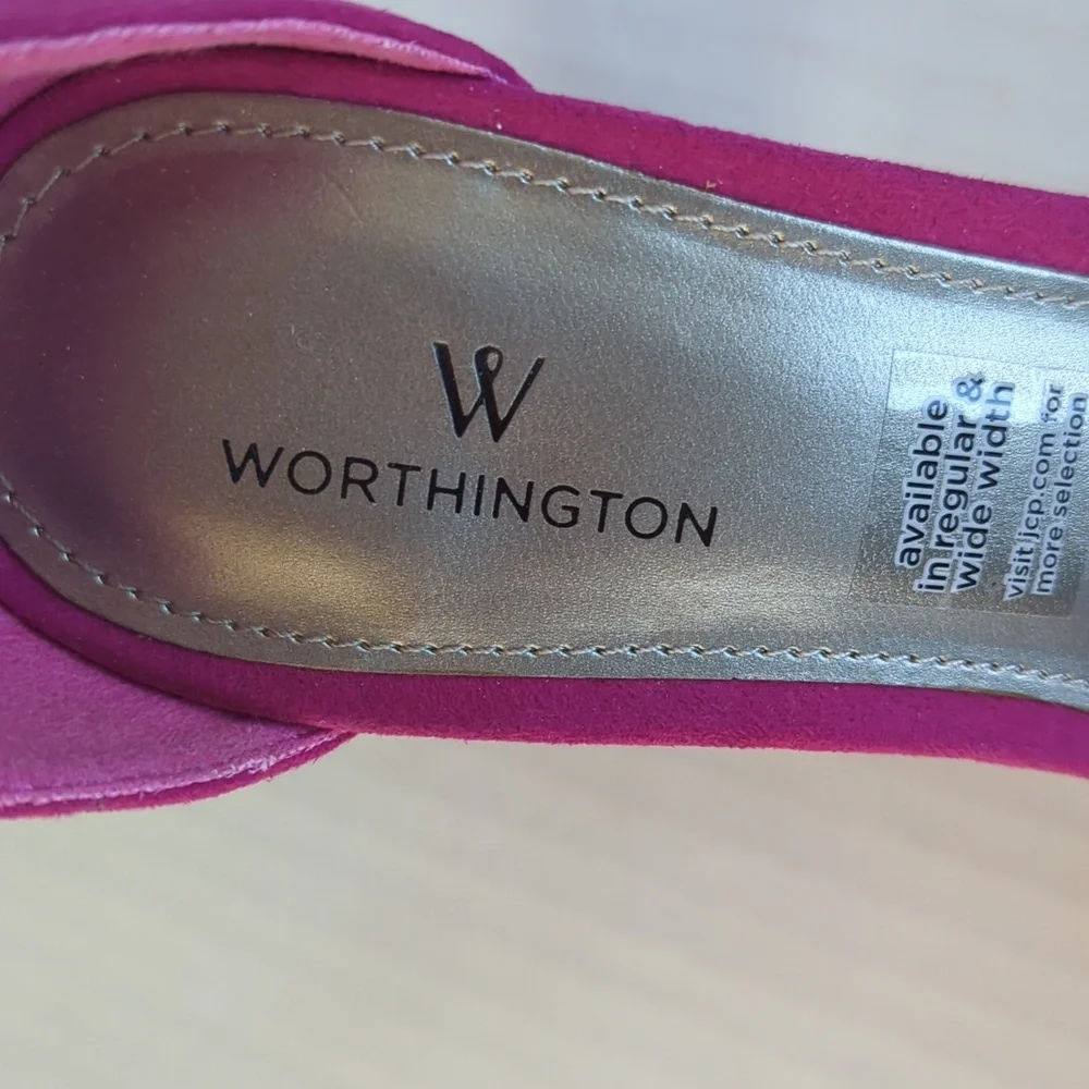 Worthington Beckwith Block Heel Open Toe Sandals 8 Fuchsia Pink - Picture 4 of 16